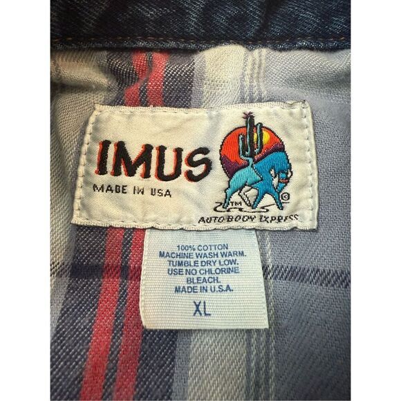 Imus vintage men’s Denim Embroidered American Flag Jacket Size XL - Picture 9 of 10